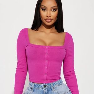 Kandi long sleeve crop top- magenta